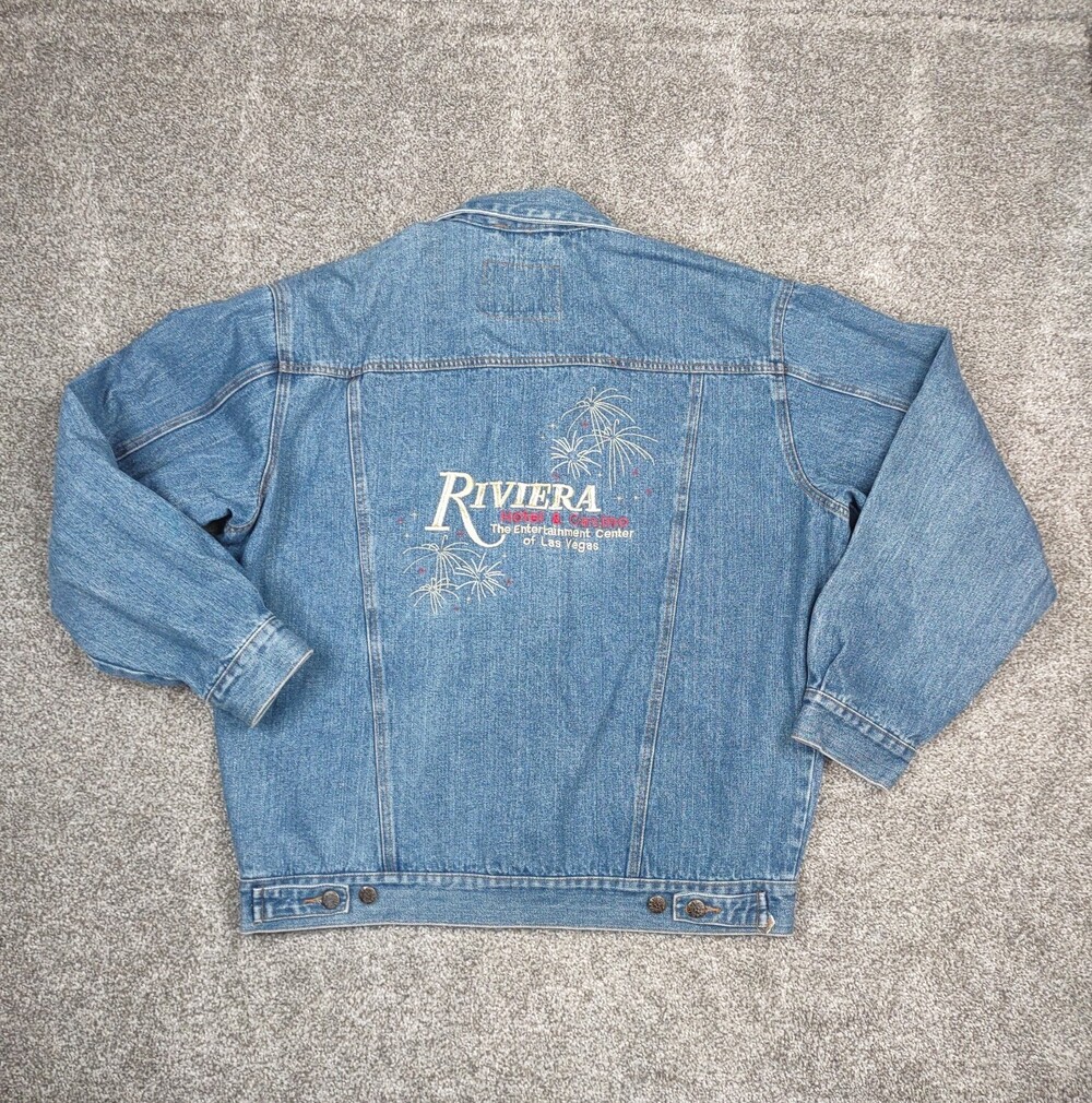 Vtg Riviera Blues Jacket Men Large Denim Jean Las Vegas Riviera Hotel Casino